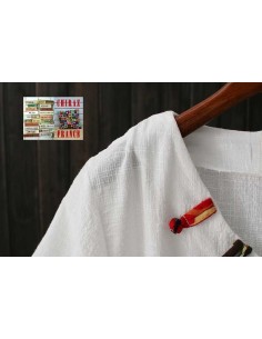 Tunique coton lin gaufré biais encolure V pattes manches courtes rouge, jaune ou blanc 38 - 44 2