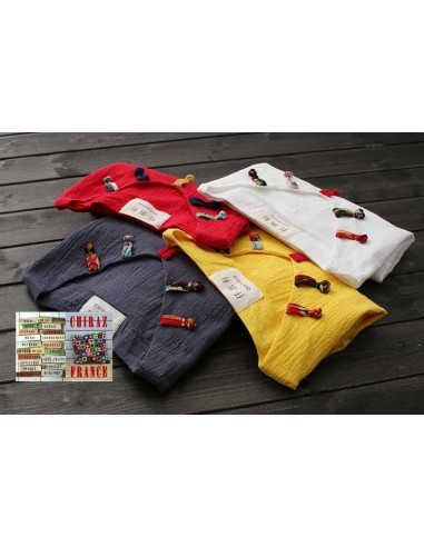 Tunique coton lin gaufré biais encolure V pattes manches courtes rouge, jaune ou blanc 38 - 44 Tunique coton lin gaufré biais encolure V pattes manches courtes rouge, jaune ou blanc 38 - 44