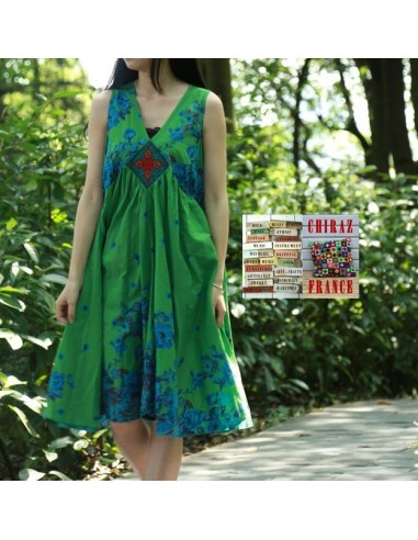 Robe trapèze courte écusson bijou ample coupe A  boho ethnique folk XL Robe trapèze courte écusson bijou ample coupe A  boho ethnique folk XL