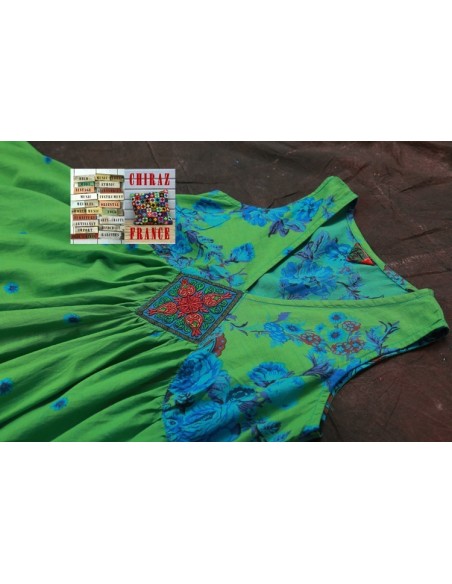 Robe trapèze courte écusson bijou ample coupe A  boho ethnique folk XL Robe trapèze courte écusson bijou ample coupe A  boho ethnique folk XL