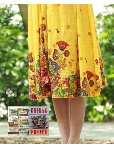 Robe trapèze courte écusson bijou ample coupe A  boho ethnique folk XL Robe trapèze courte écusson bijou ample coupe A  boho ethnique folk XL