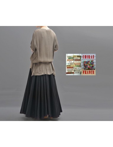 Tunique top LIN gaufré crepon ROUGE ou TAUPE col V fentes et dos long chic boho