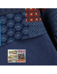 Tunique kaftan longue BLEU superposition LIN PANS croisés boho folk 2