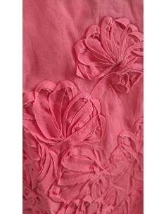 Tunique longue broderie relief tissu fleurs poches trapèze XL boho ethnique folk