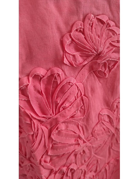 Tunique longue broderie relief tissu fleurs poches trapèze XL boho ethnique folk