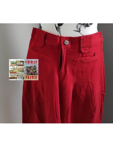Pantalon long lin brut rouge jambes...