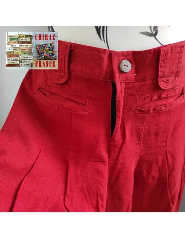 Pantalon long lin brut rouge jambes...