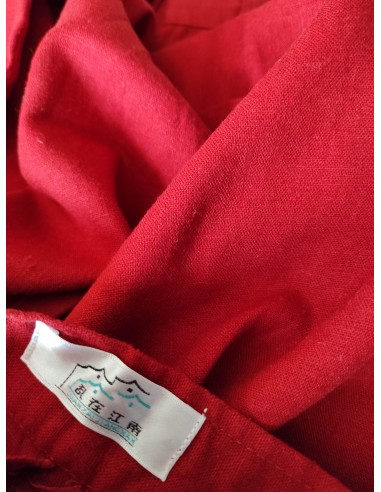 Pantalon long lin brut vermillon rouge jambes larges T S / 34.36 bourgeon boho ethnique