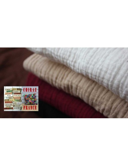 Tunique top coton double épaisseur gaufré oversize manches longues 38 - 46 boho