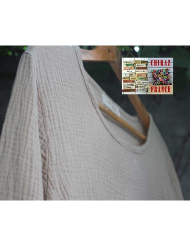 Tunique top coton double épaisseur gaufré oversize manches longues 38 - 46 boho