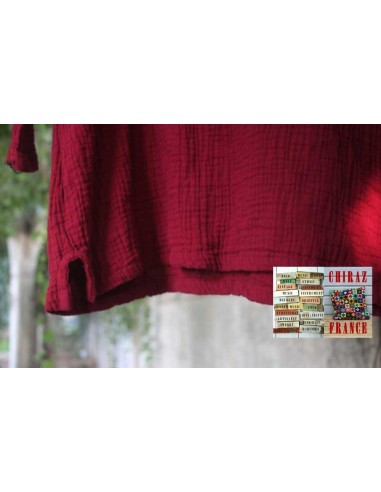 Tunique top coton double épaisseur gaufré oversize manches longues 38 - 46 boho