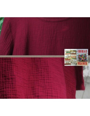 Tunique top coton double épaisseur gaufré oversize manches longues 38 - 46 boho Tunique top coton double épaisseur gaufré oversize manches longues 38 - 46 boho