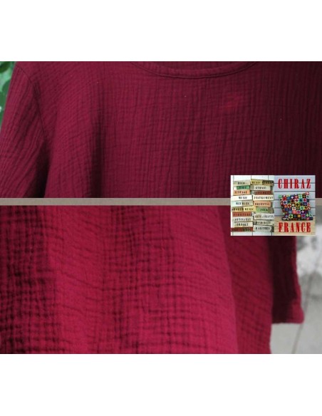 Tunique top coton double épaisseur gaufré oversize manches longues 38 - 46 boho Tunique top coton double épaisseur gaufré oversize manches longues 38 - 46 boho