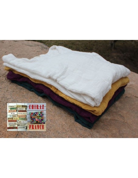 Tunique top gaze de LIN brut crêpe moutarde, blanc ou vert idéal superposition fentes boho ethnique Tunique top gaze de LIN brut crêpe moutarde, blanc ou vert idéal superposition fentes boho ethnique