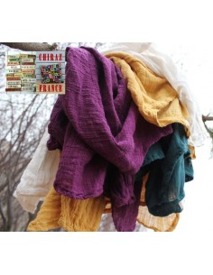 Tunique top gaze de LIN brut crêpe moutarde, blanc ou vert idéal superposition fentes boho ethnique