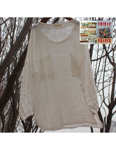 Tunique top gaze de LIN brut crêpe moutarde, blanc ou vert idéal superposition fentes boho ethnique Tunique top gaze de LIN brut crêpe moutarde, blanc ou vert idéal superposition fentes boho ethnique