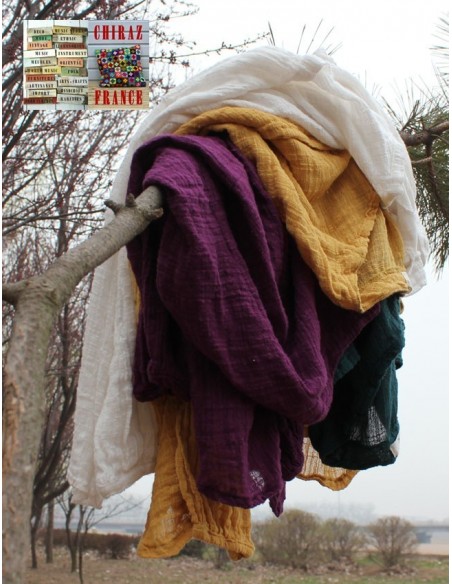 Tunique top gaze de LIN brut crêpe moutarde, blanc ou vert idéal superposition fentes boho ethnique Tunique top gaze de LIN brut crêpe moutarde, blanc ou vert idéal superposition fentes boho ethnique