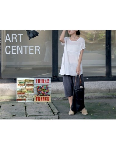 Tunique top LIN haut gaufré bas lisse BLANC ou TAUPE col V fentes manches courtes boho ethnique Tunique top LIN haut gaufré bas lisse BLANC ou TAUPE col V fentes manches courtes boho ethnique