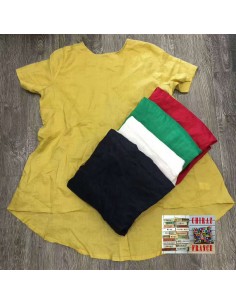 Chemisier LIN trapèze MOUTARDE créateur boutonné DOS XL