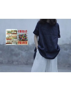 Chemisier LIN trapèze MOUTARDE créateur boutonné DOS XL 2