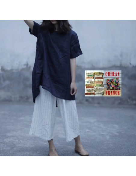 Chemisier LIN trapèze MOUTARDE créateur boutonné DOS XL