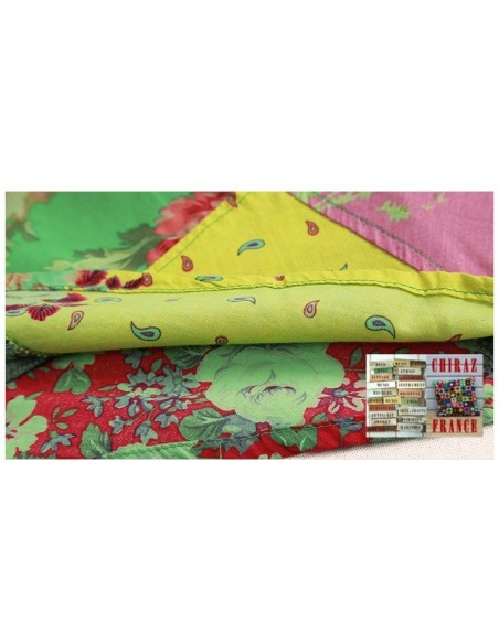 Tunique top patchwork coupe trapèze base arrondie poches débardeur boho ethnique