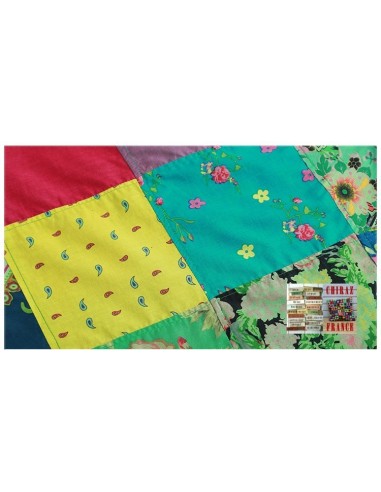 Tunique top patchwork coupe trapèze base arrondie poches débardeur boho ethnique